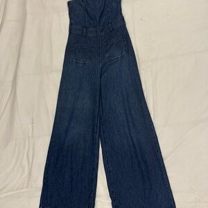 PILCRO Vintage-Inspired Strapless Denim Jumpsuit - Size 0